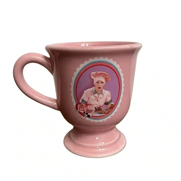 I Love Lucy Lucille Ball Pink Pedestal 12oz Coffee Tea Mug Chocolate Factory - Picture 1 of 11